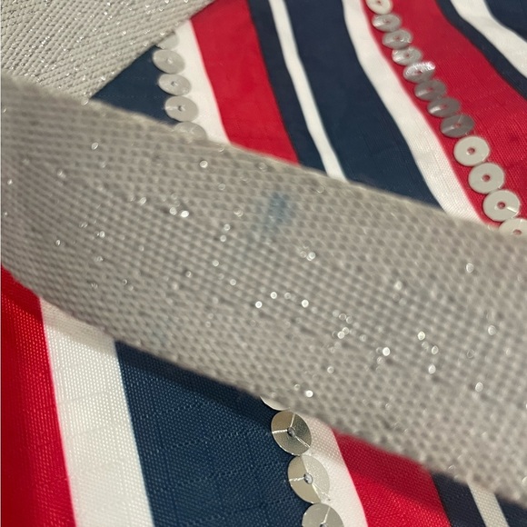 LESPORTSAC Red white and blue with sequins tote. Silver sparky handle. - Picture 6 of 8